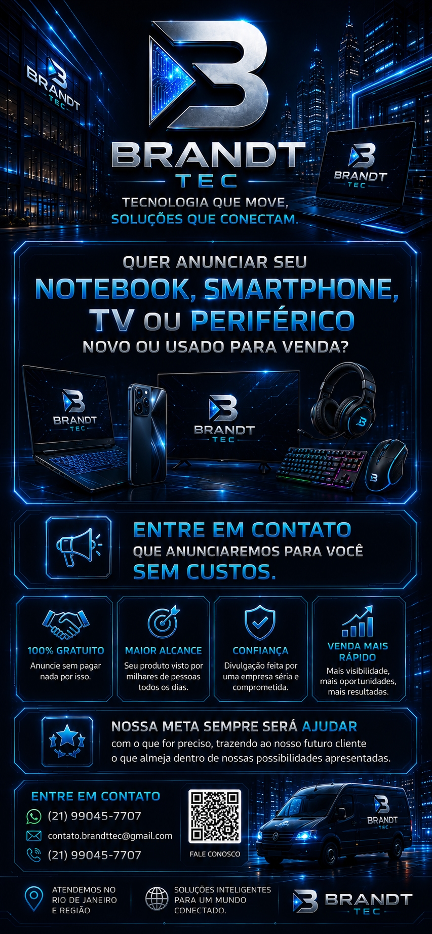 Arte Brandt Tec sobre anúncio de produtos de tecnologia